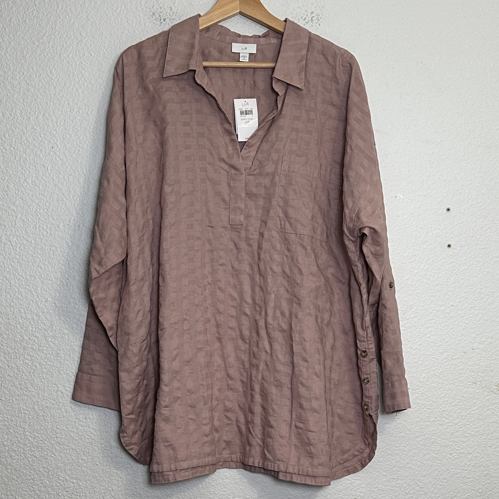 Eileen Fisher Mauve Long-Sleeve Linen Tunic
